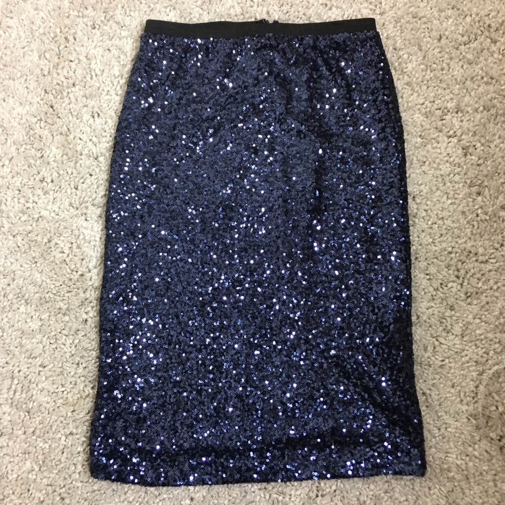 TFNC Navy Blue Sequin Skirt Pencil Small